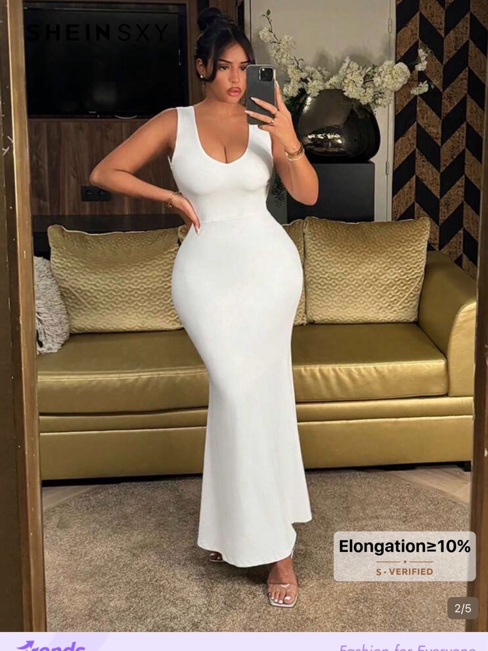 SHEIN White Sleeveless Fitted Mermaid Wedding Dress